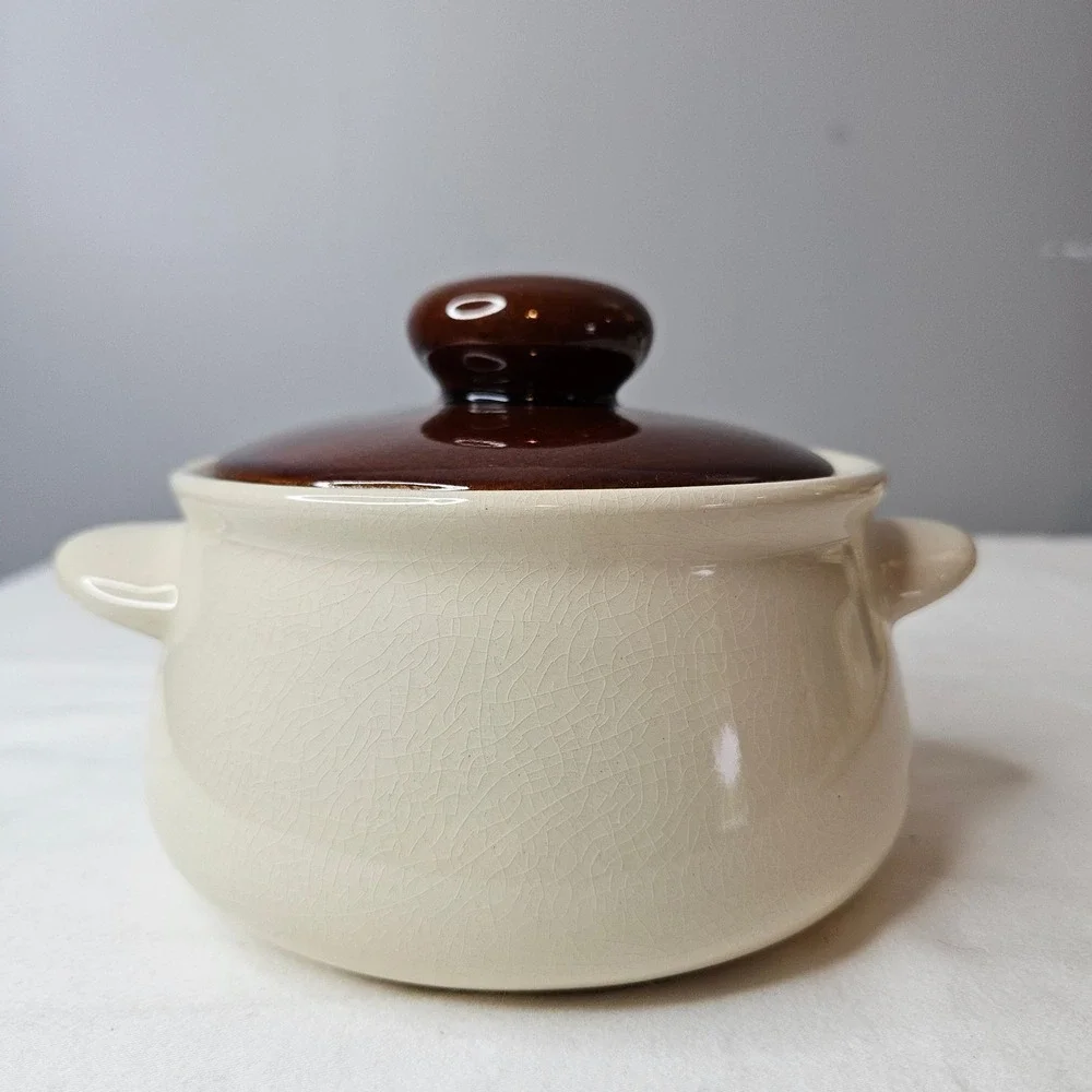 Vtg Woolworth Country Bouquet Floral Stoneware Soup Onion Casserole Dish w/ Lid